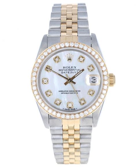 pre owned womens rolex mother of pearl diamond watch|ladies rolex 28mm datejust.